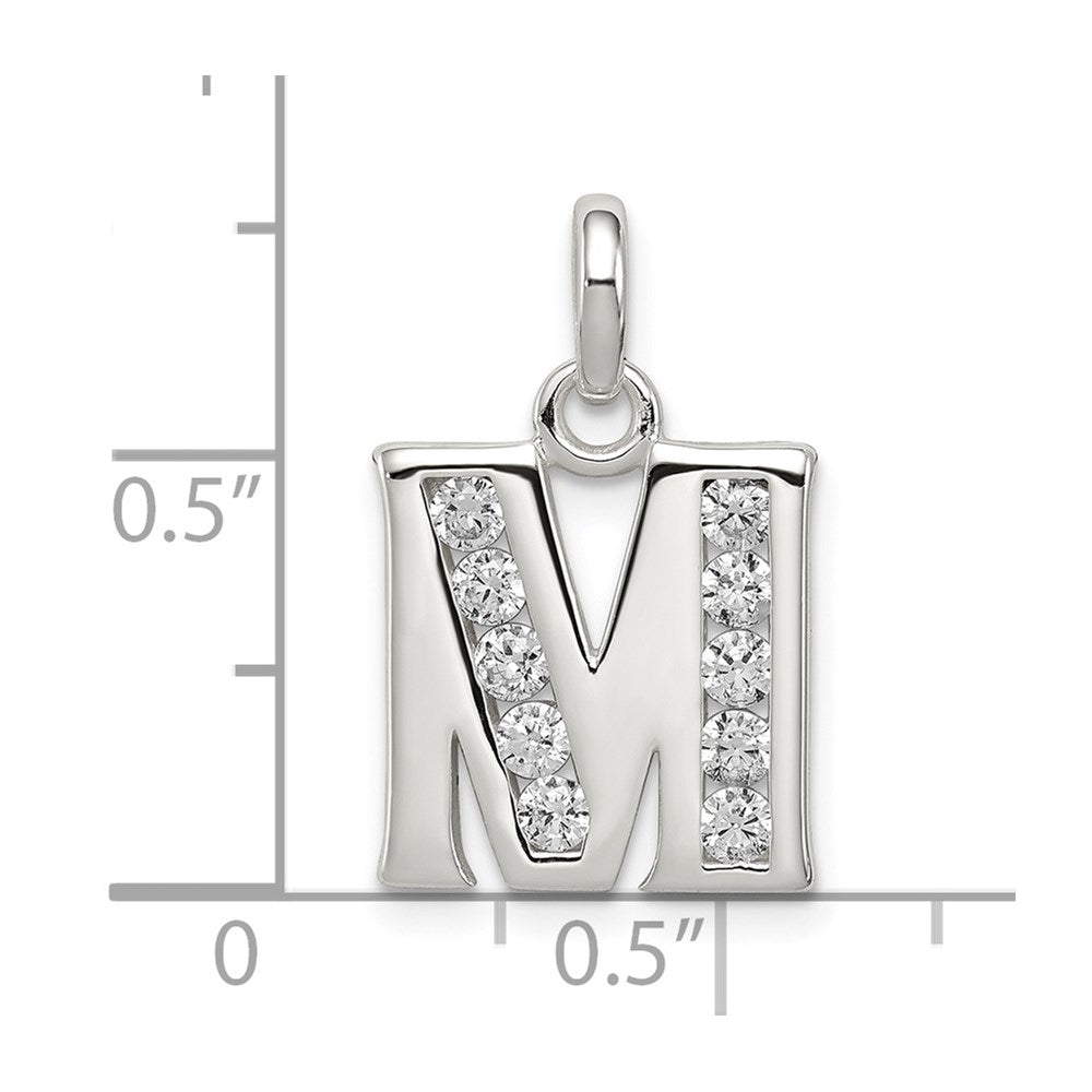 Sterlingsilber Weiß Zirkonia Buchstabe M Initiale Anhänger