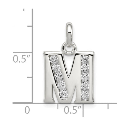 Sterlingsilber Weiß Zirkonia Buchstabe M Initiale Anhänger