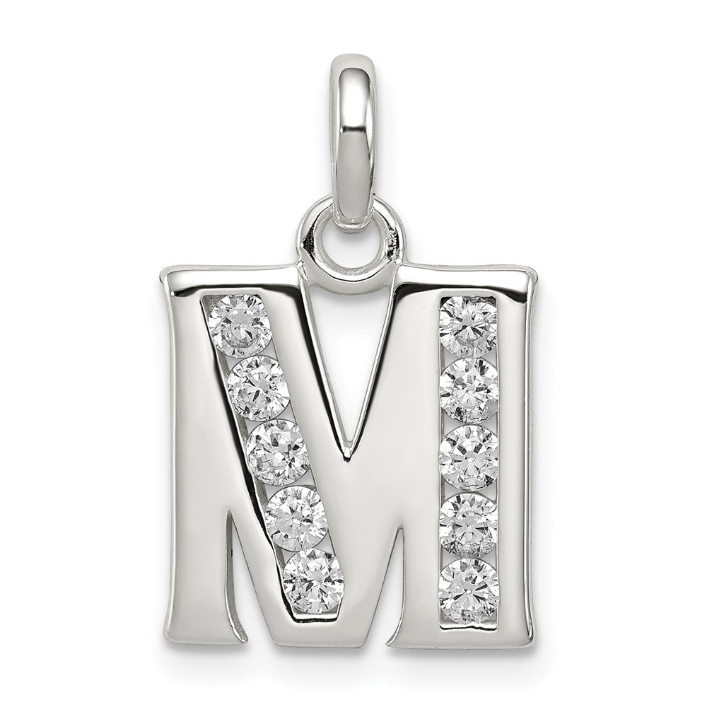 Sterlingsilber Weiß Zirkonia Buchstabe M Initiale Anhänger