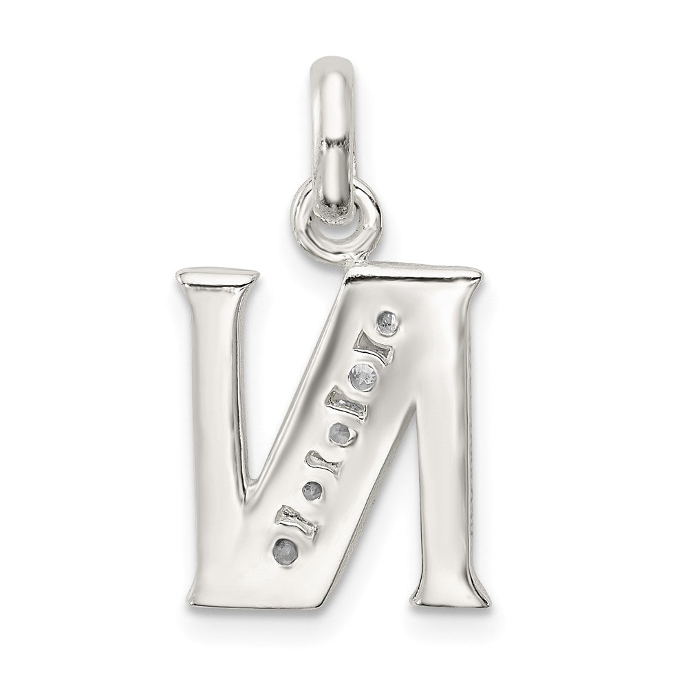 Sterlingsilber Weiß Zirkonia Buchstabe N Initiale Anhänger