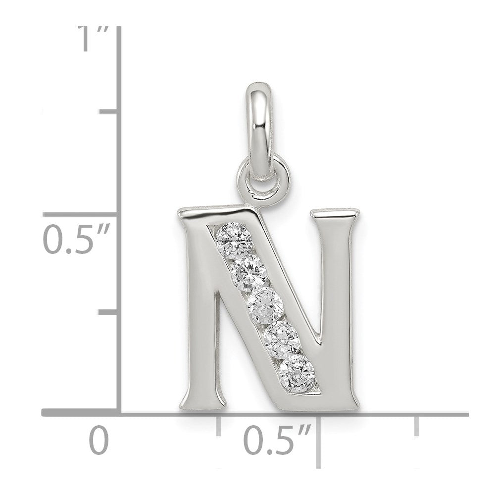Sterlingsilber Weiß Zirkonia Buchstabe N Initiale Anhänger