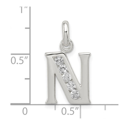 Sterlingsilber Weiß Zirkonia Buchstabe N Initiale Anhänger