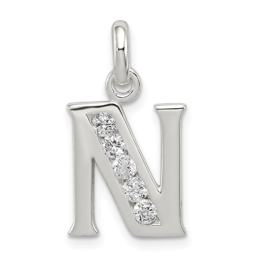 Sterlingsilber Weiß Zirkonia Buchstabe N Initiale Anhänger
