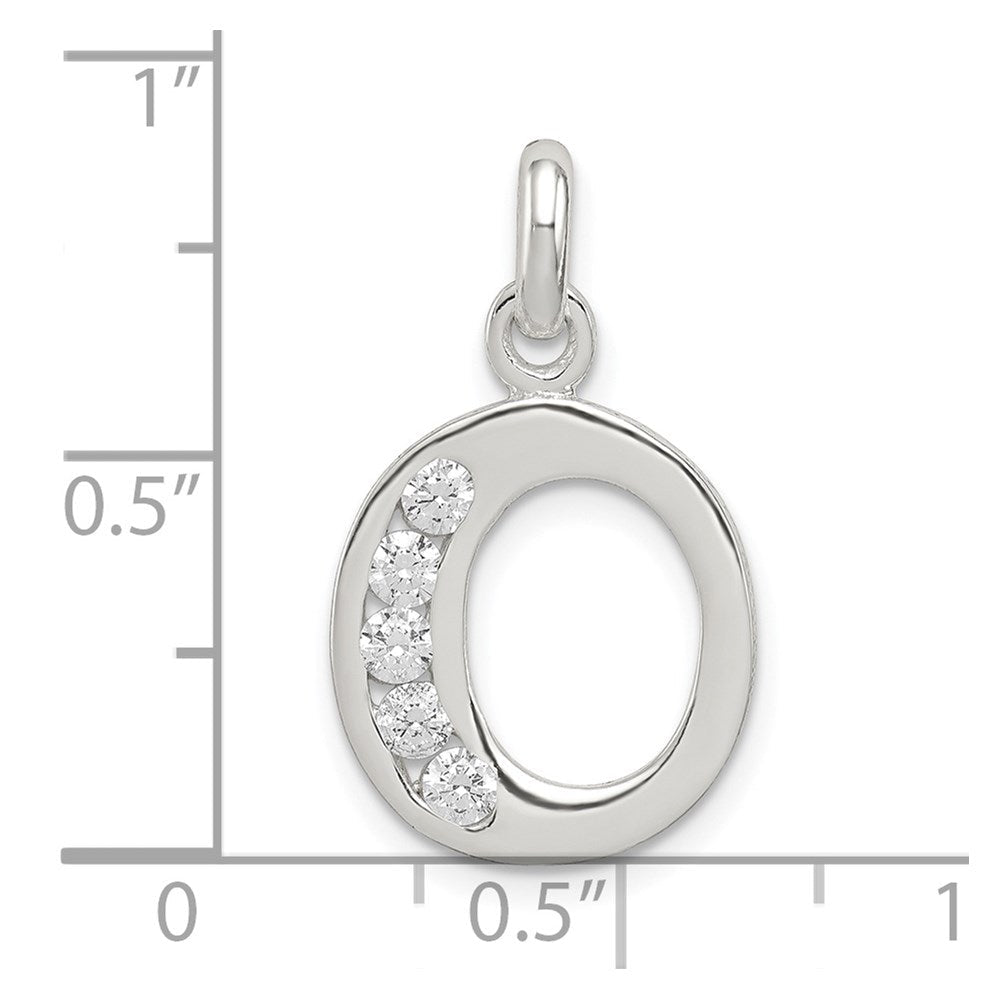 Sterlingsilber Weiß Zirkonia Buchstabe O Initiale Anhänger