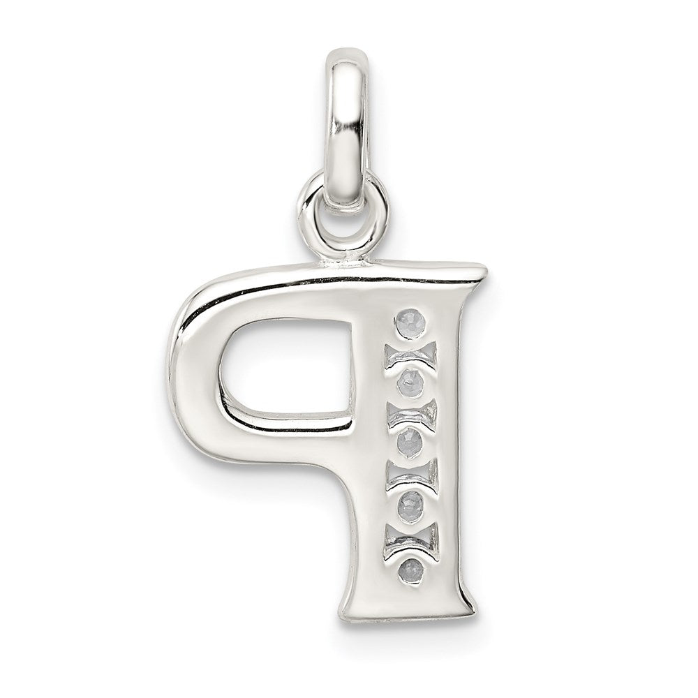 Sterlingsilber Weiß Zirkonia Buchstabe P Initiale Anhänger