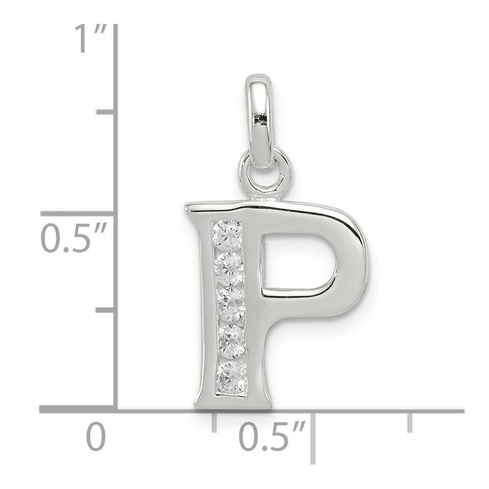 Sterlingsilber Weiß Zirkonia Buchstabe P Initiale Anhänger