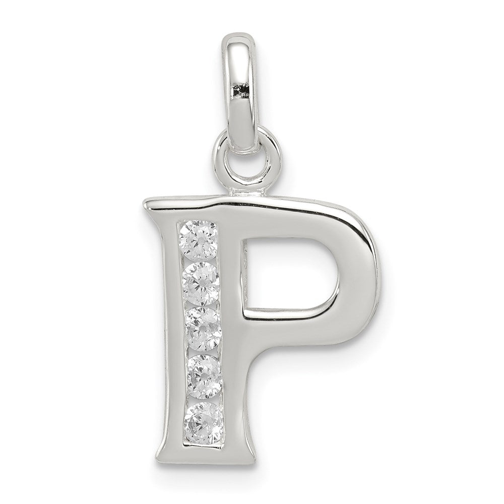 Sterlingsilber Weiß Zirkonia Buchstabe P Initiale Anhänger