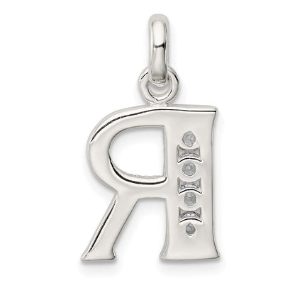Sterlingsilber Weiß Zirkonia Buchstabe R Initiale Anhänger
