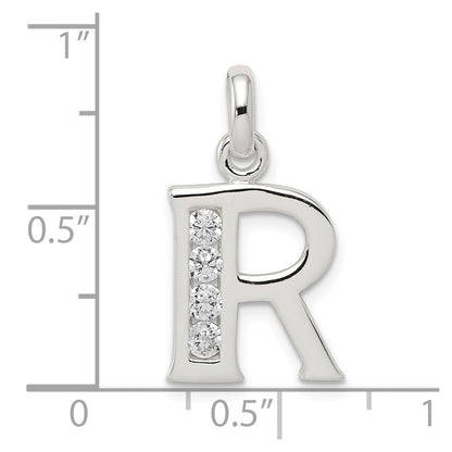 Sterlingsilber Weiß Zirkonia Buchstabe R Initiale Anhänger