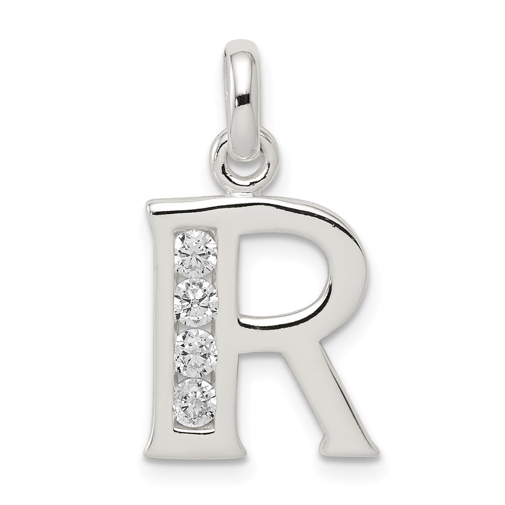 Sterlingsilber Weiß Zirkonia Buchstabe R Initiale Anhänger