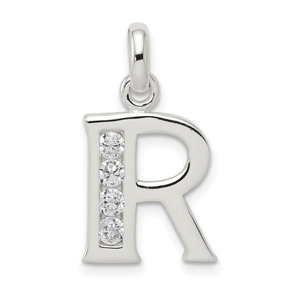 Sterlingsilber Weiß Zirkonia Buchstabe R Initiale Anhänger