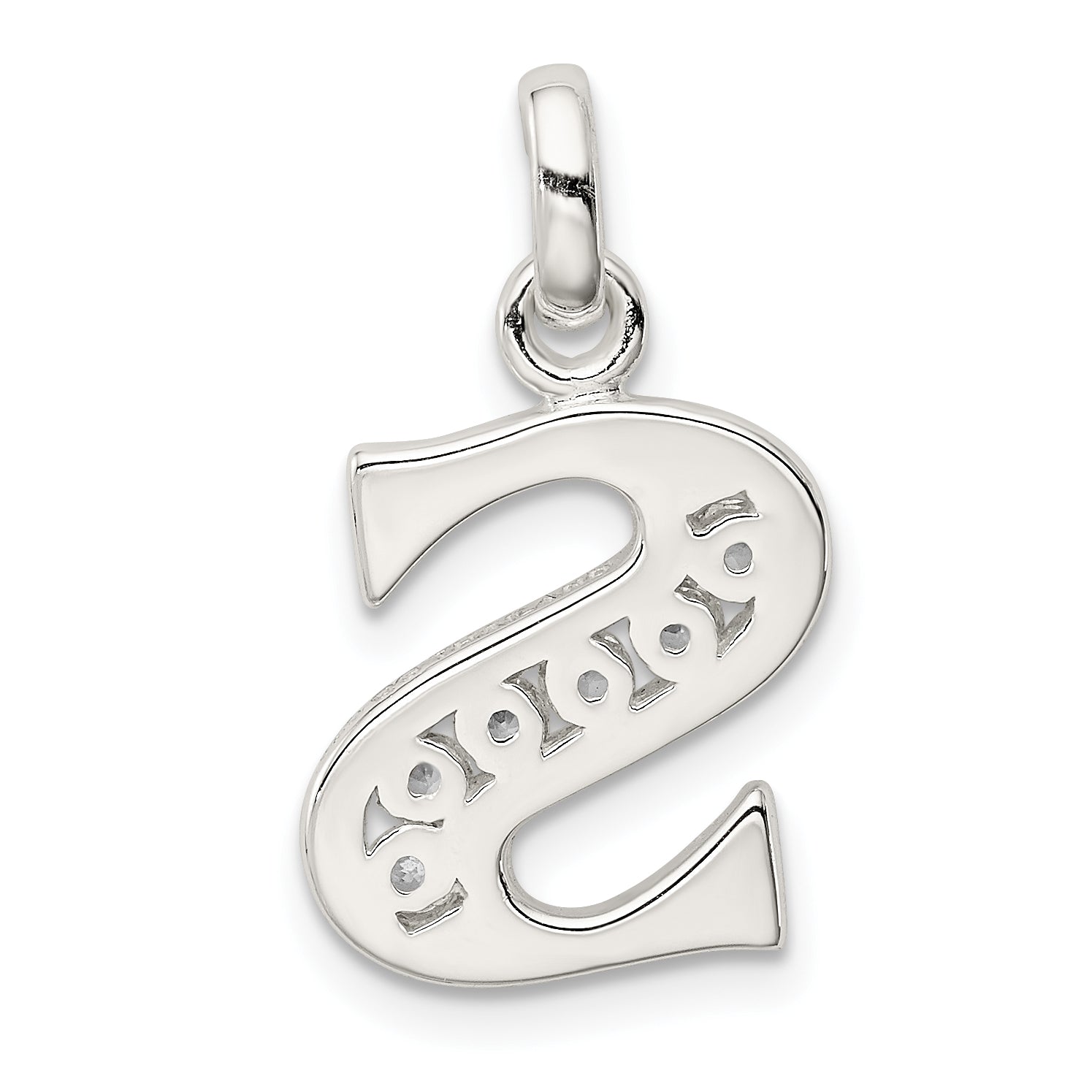 Sterlingsilber Weiß Zirkonia Buchstabe S Initiale Anhänger