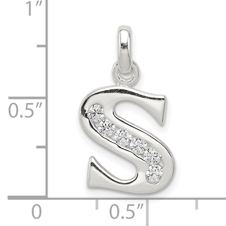 Sterlingsilber Weiß Zirkonia Buchstabe S Initiale Anhänger
