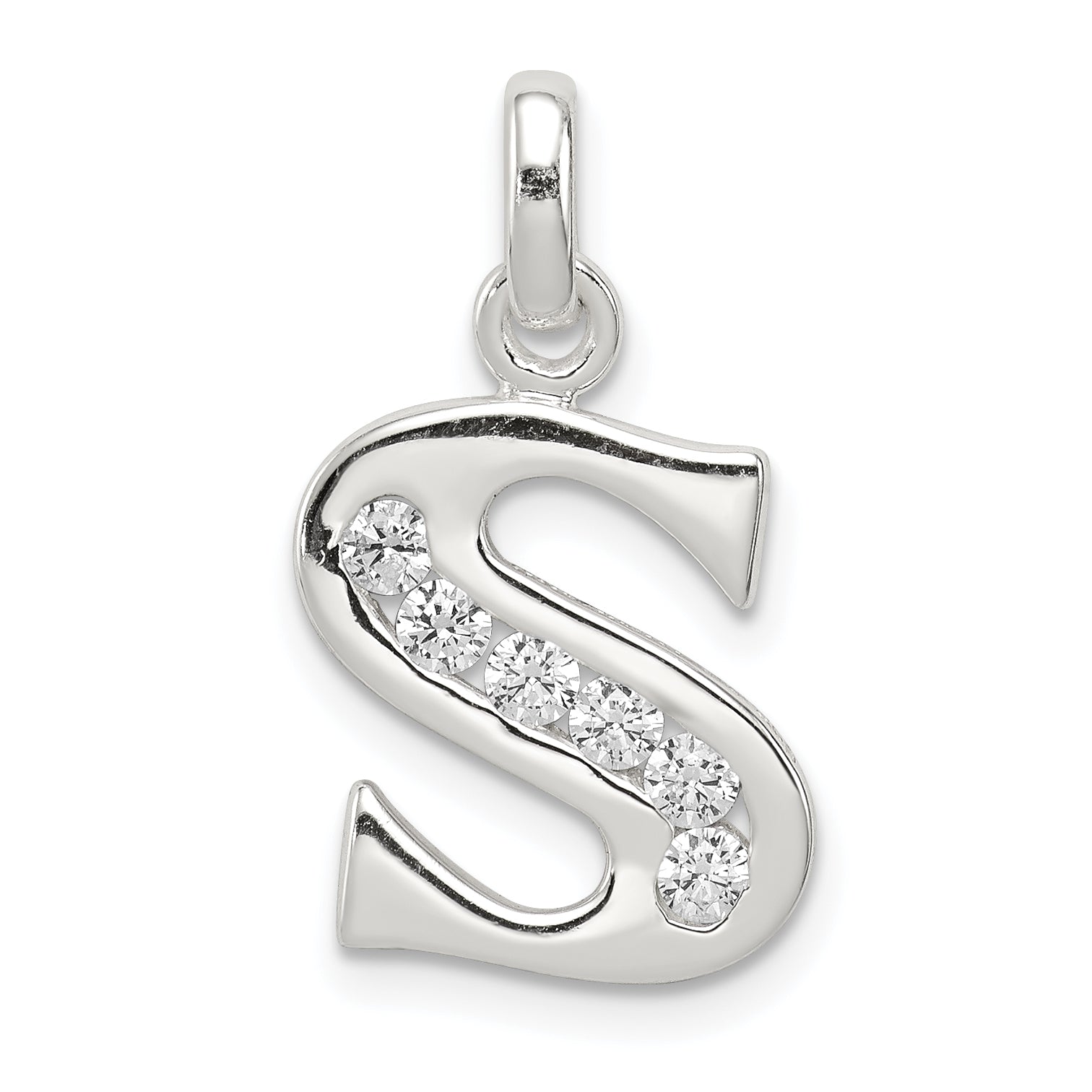 Sterlingsilber Weiß Zirkonia Buchstabe S Initiale Anhänger