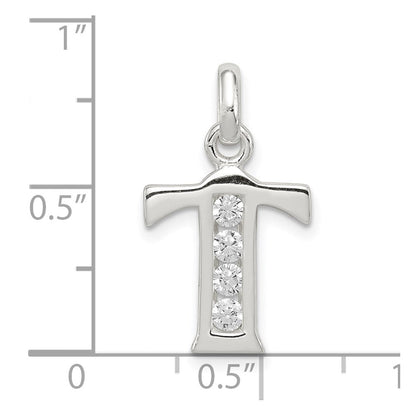 Sterlingsilber Weiß Zirkonia Buchstabe T Initiale Anhänger