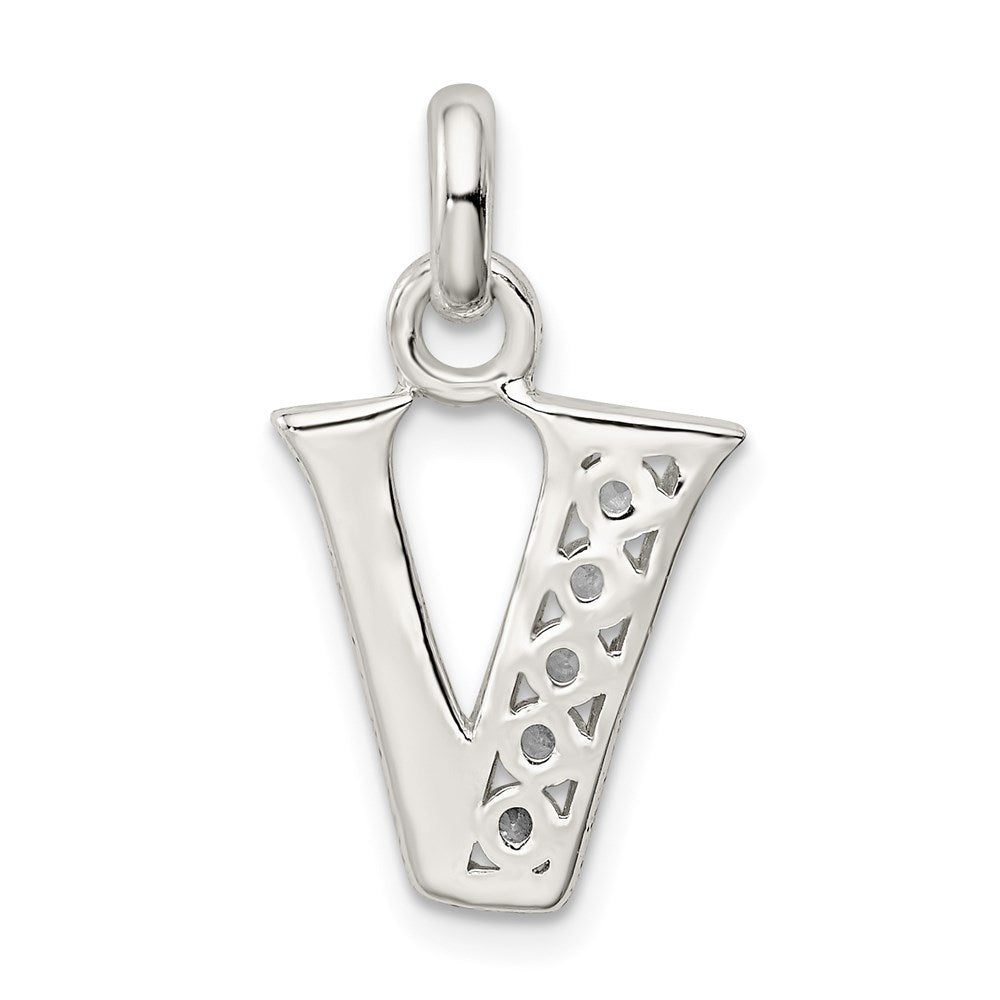 Sterlingsilber Weiß Zirkonia Buchstabe V Initiale Anhänger