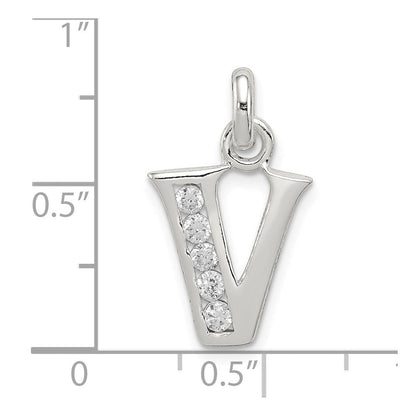 Sterlingsilber Weiß Zirkonia Buchstabe V Initiale Anhänger