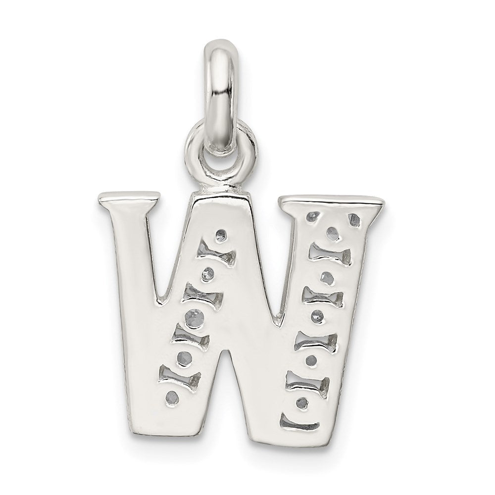 Sterlingsilber Weiß Zirkonia Buchstabe W Initiale Anhänger