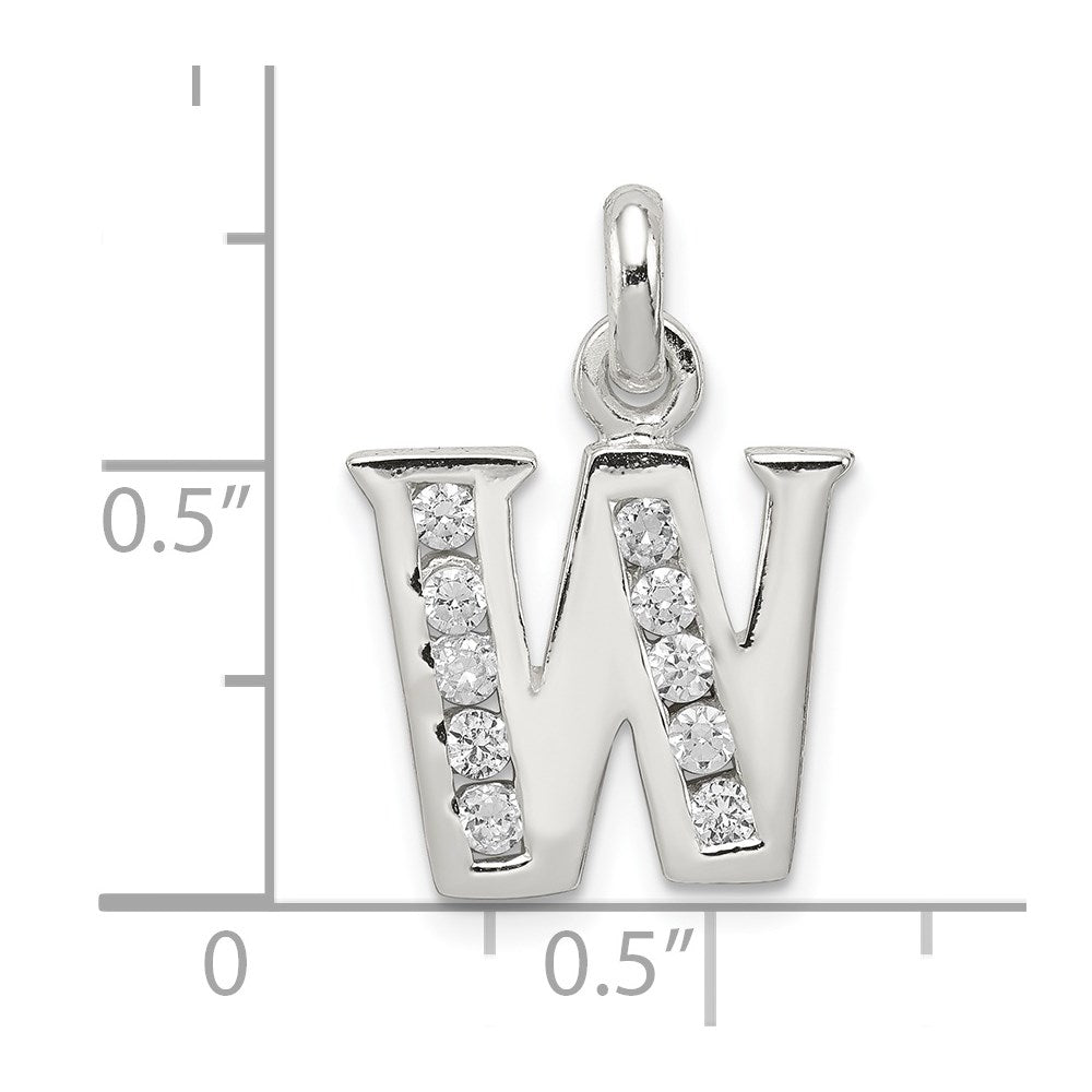 Sterlingsilber Weiß Zirkonia Buchstabe W Initiale Anhänger