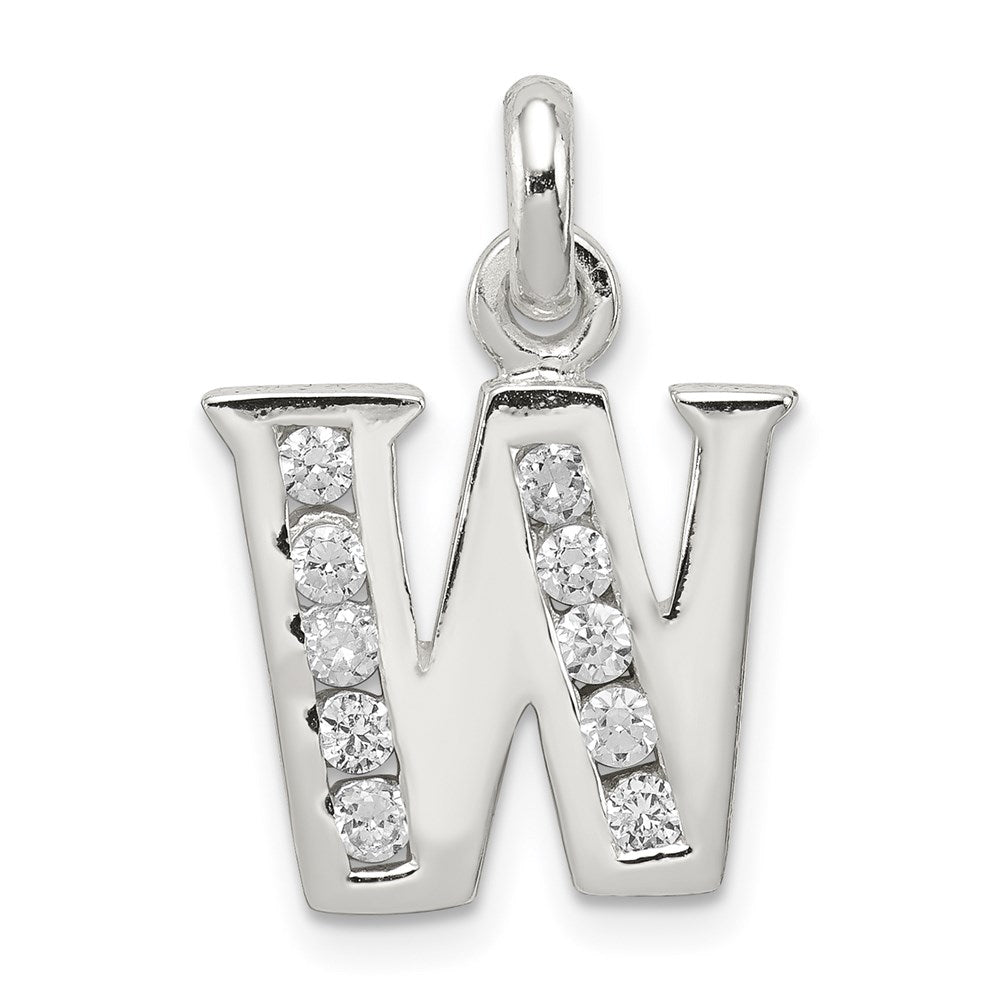 Sterlingsilber Weiß Zirkonia Buchstabe W Initiale Anhänger