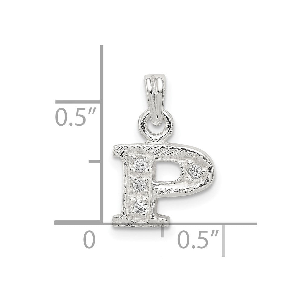 Sterlingsilber Zirkonia Buchstabe P Initiale Anhänger