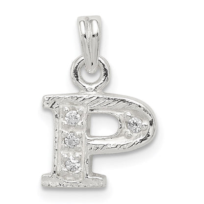 Sterlingsilber Zirkonia Buchstabe P Initiale Anhänger