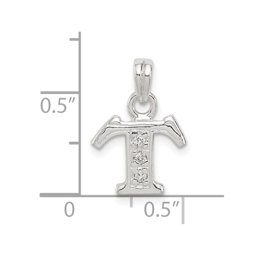 Sterlingsilber Zirkonia Buchstabe T Initiale Anhänger
