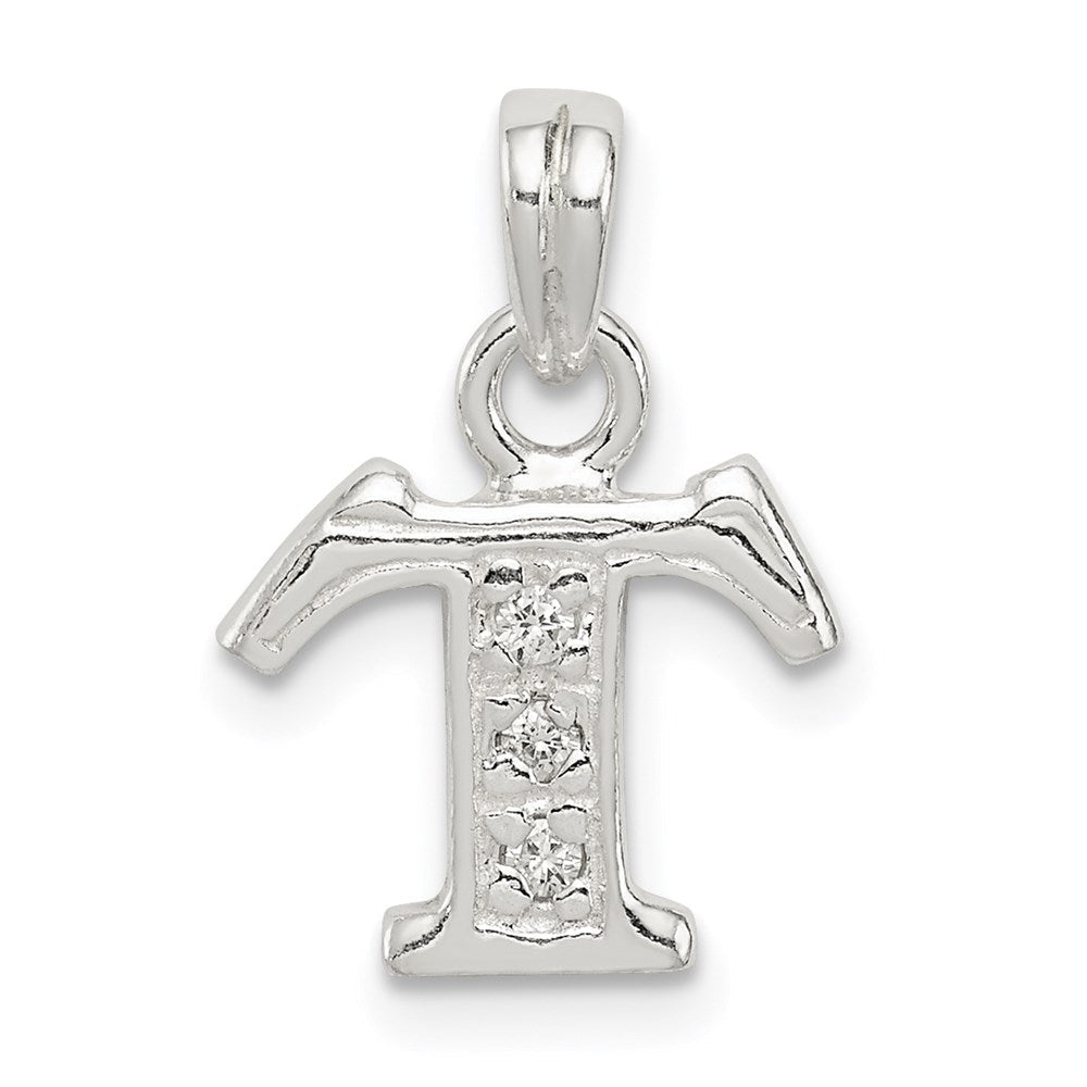 Sterlingsilber Zirkonia Buchstabe T Initiale Anhänger