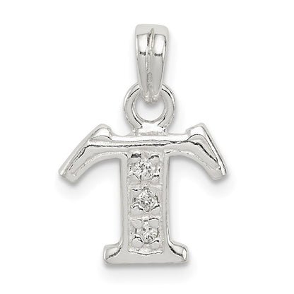 Sterlingsilber Zirkonia Buchstabe T Initiale Anhänger