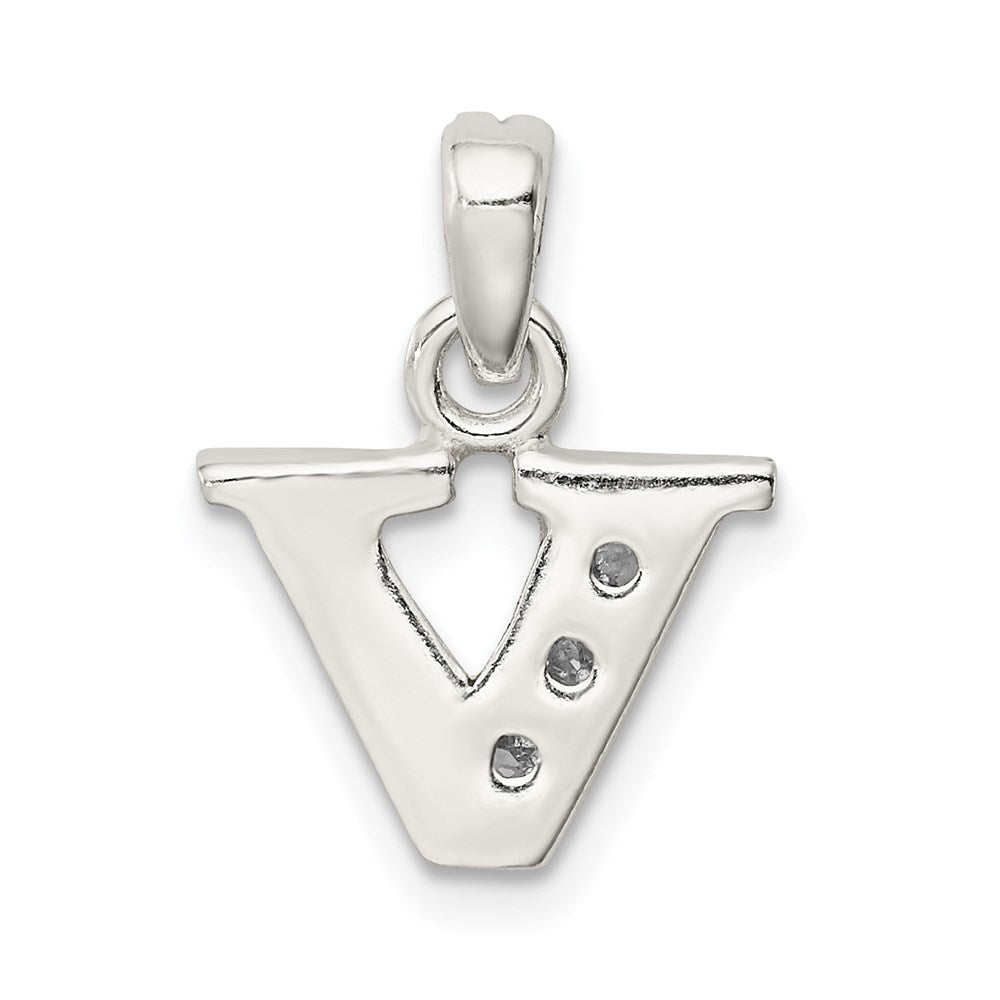 Sterlingsilber Zirkonia Buchstabe V Initiale Anhänger