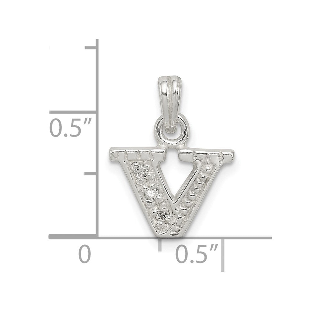Sterlingsilber Zirkonia Buchstabe V Initiale Anhänger