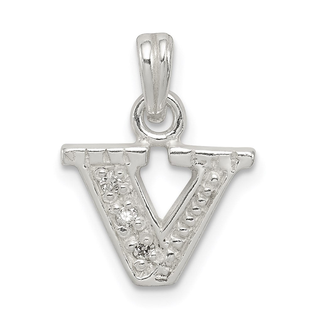 Sterlingsilber Zirkonia Buchstabe V Initiale Anhänger