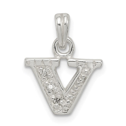 Sterlingsilber Zirkonia Buchstabe V Initiale Anhänger