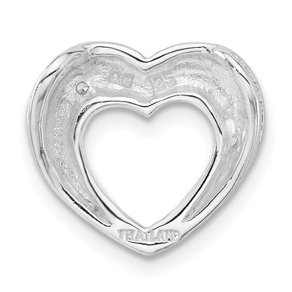 Sterlingsilber Poliert Herz mit Zirkonia Anhänger