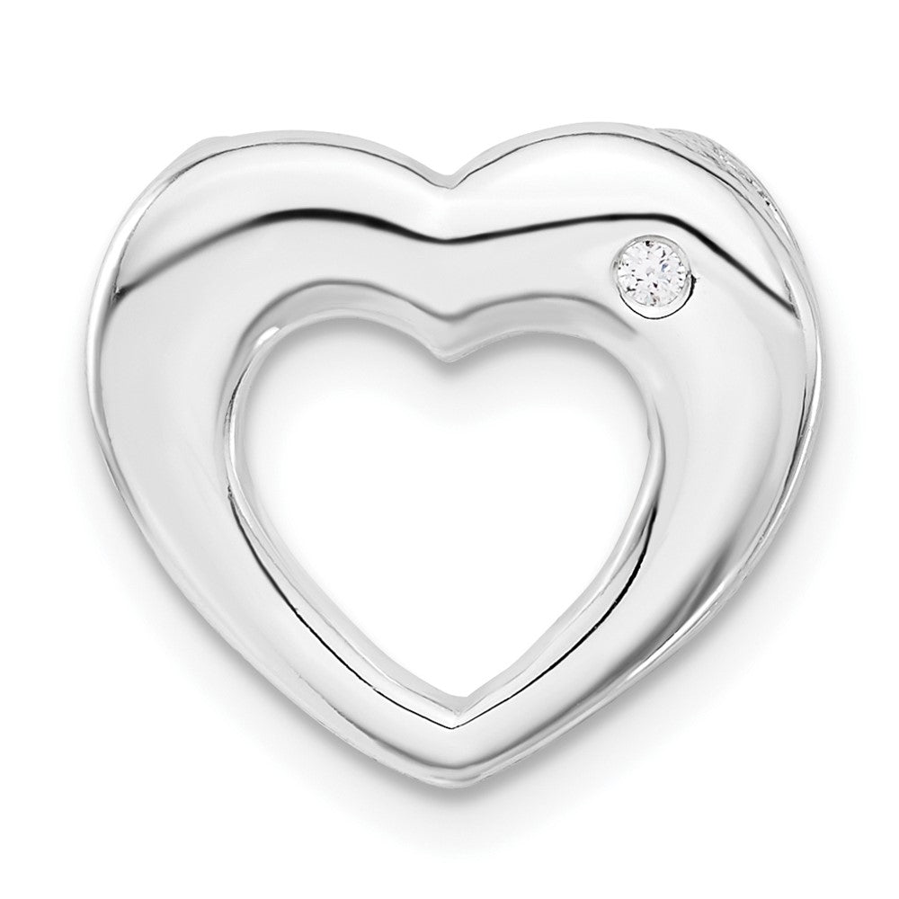 Sterlingsilber Poliert Herz mit Zirkonia Anhänger