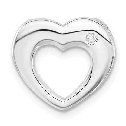 Sterlingsilber Poliert Herz mit Zirkonia Anhänger