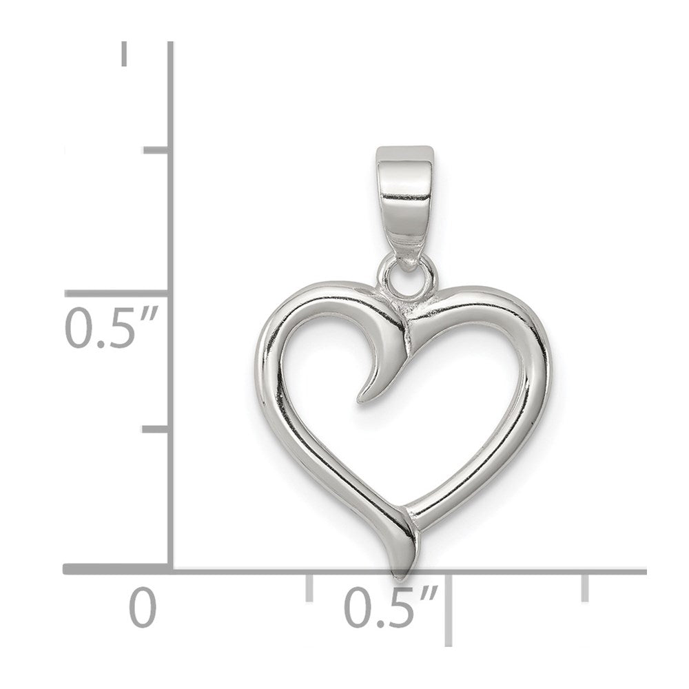 Sterlingsilber Poliert Fantasie Offen Herz Anhänger