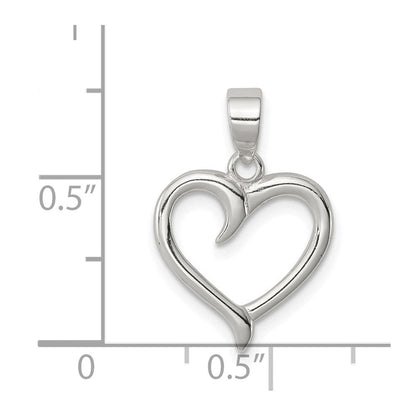 Sterlingsilber Poliert Fantasie Offen Herz Anhänger