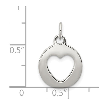 Sterlingsilber Poliert Kreis mit Punch Außen Herz Charm