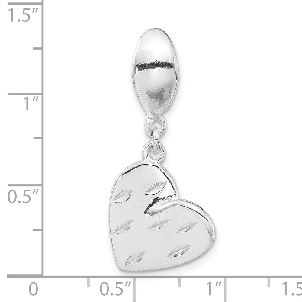 Sterlingsilber Poliert Diamantiert Fantasie Herz Anhänger