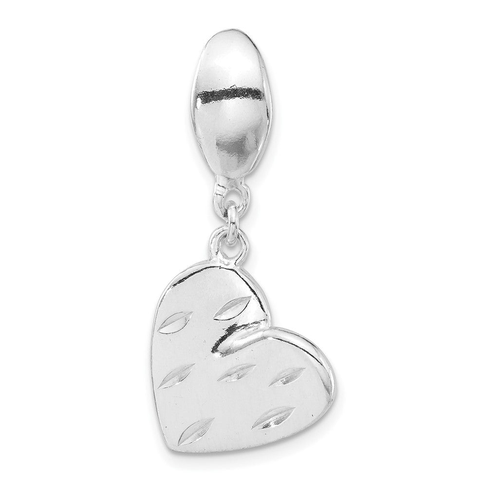 Sterlingsilber Poliert Diamantiert Fantasie Herz Anhänger