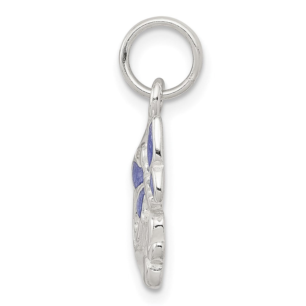 Sterlingsilber Poliert Mama Schmetterling Emailliert Charm