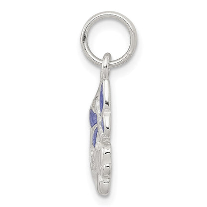 Sterlingsilber Poliert Mama Schmetterling Emailliert Charm