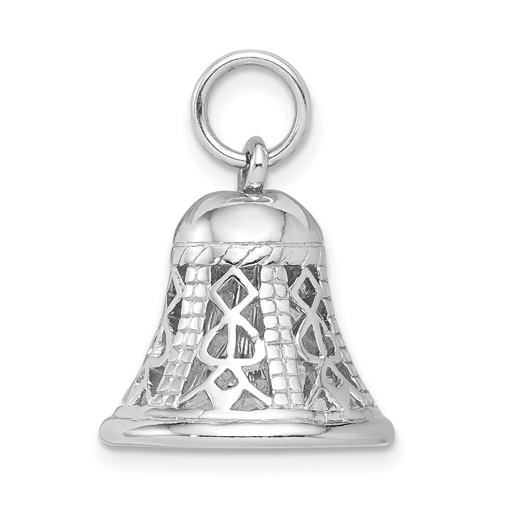 Sterlingsilber Rhodium-platedpolished Movable Bell Charm