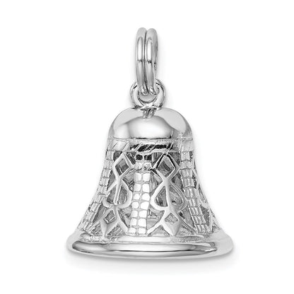 Sterlingsilber Rhodium-platedpolished Movable Bell Charm