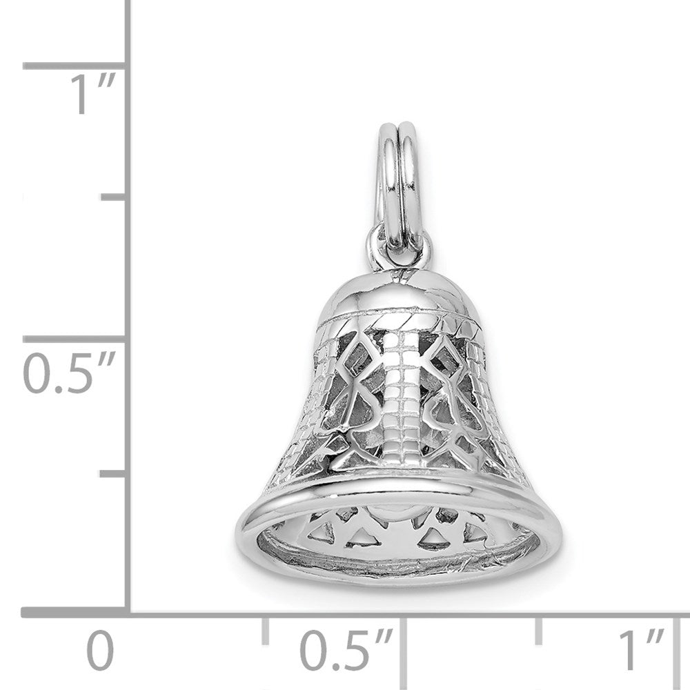 Sterlingsilber Rhodium-platedpolished Movable Bell Charm
