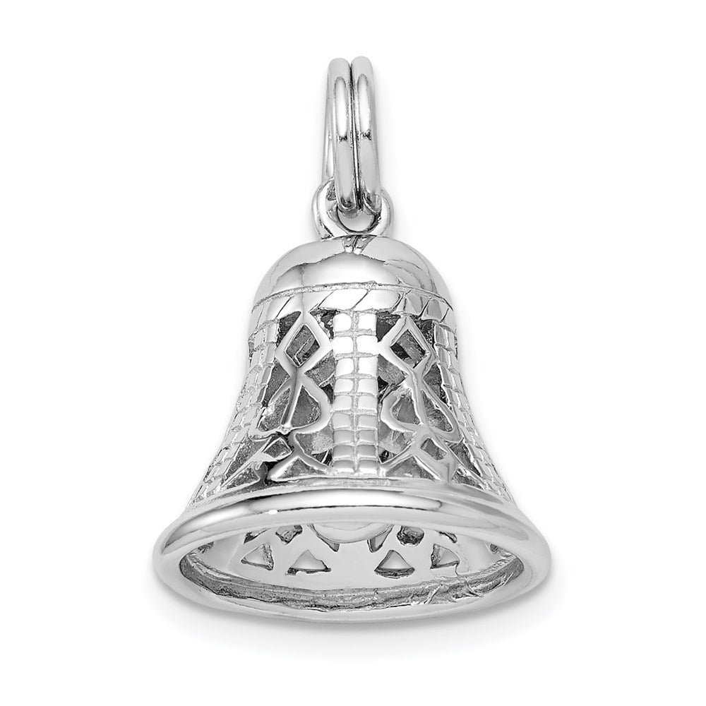 Sterlingsilber Rhodium-platedpolished Movable Bell Charm