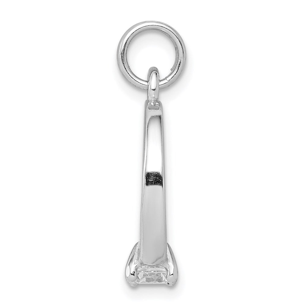 Sterlingsilber Rhodium-platedcz Poliert Ring Charm