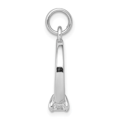 Sterlingsilber Rhodium-platedcz Poliert Ring Charm