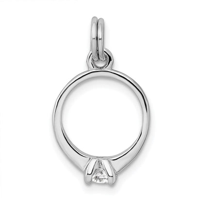 Sterlingsilber Rhodium-platedcz Poliert Ring Charm